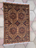 4×6 Bronze Beljik Naksha Handwoven Rug–Traditional Wool Carpet, Oriental Tribal Area Rug, Afghan Decorative Rug, Rug For bedroom 6.2×4.1 ft