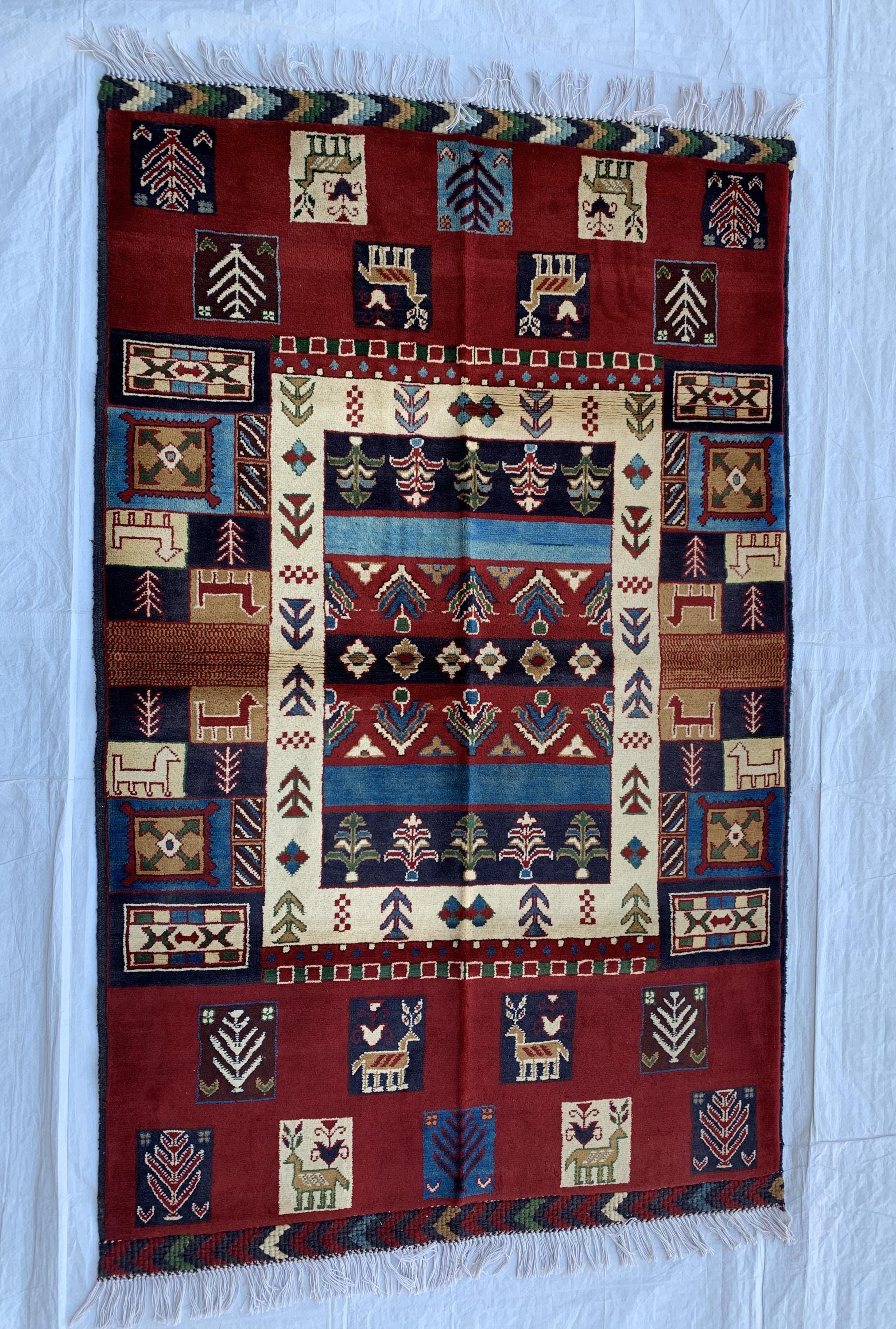 Handmade Oriental Rug – 5.5x3.3 ft–Floral Wool Carpet, Traditional Persian-Style Area Rug, Elegant Boho Decor, Living Room Rug, Bedroom Rug