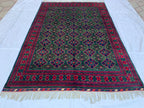 10x12 Hand-Knotted Deep Green, Red and Blue, Soft and Durable Afghan Wool Carpet, Tribal Oriental Area Rug, Rug For Living Room, 11.5x9.6