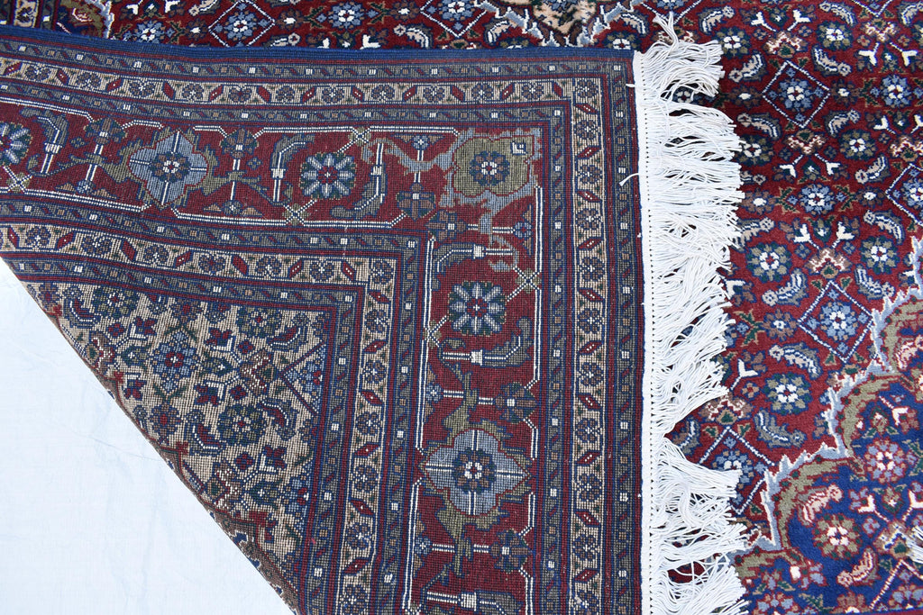 7x10 Hand-Knotted Red & Navy Blue Tabriz Rug – Afghan Wool Area Carpet, Persian Style Rug, Rug for Living Room, Bedroom Rug 9’10” x 6’7 ft