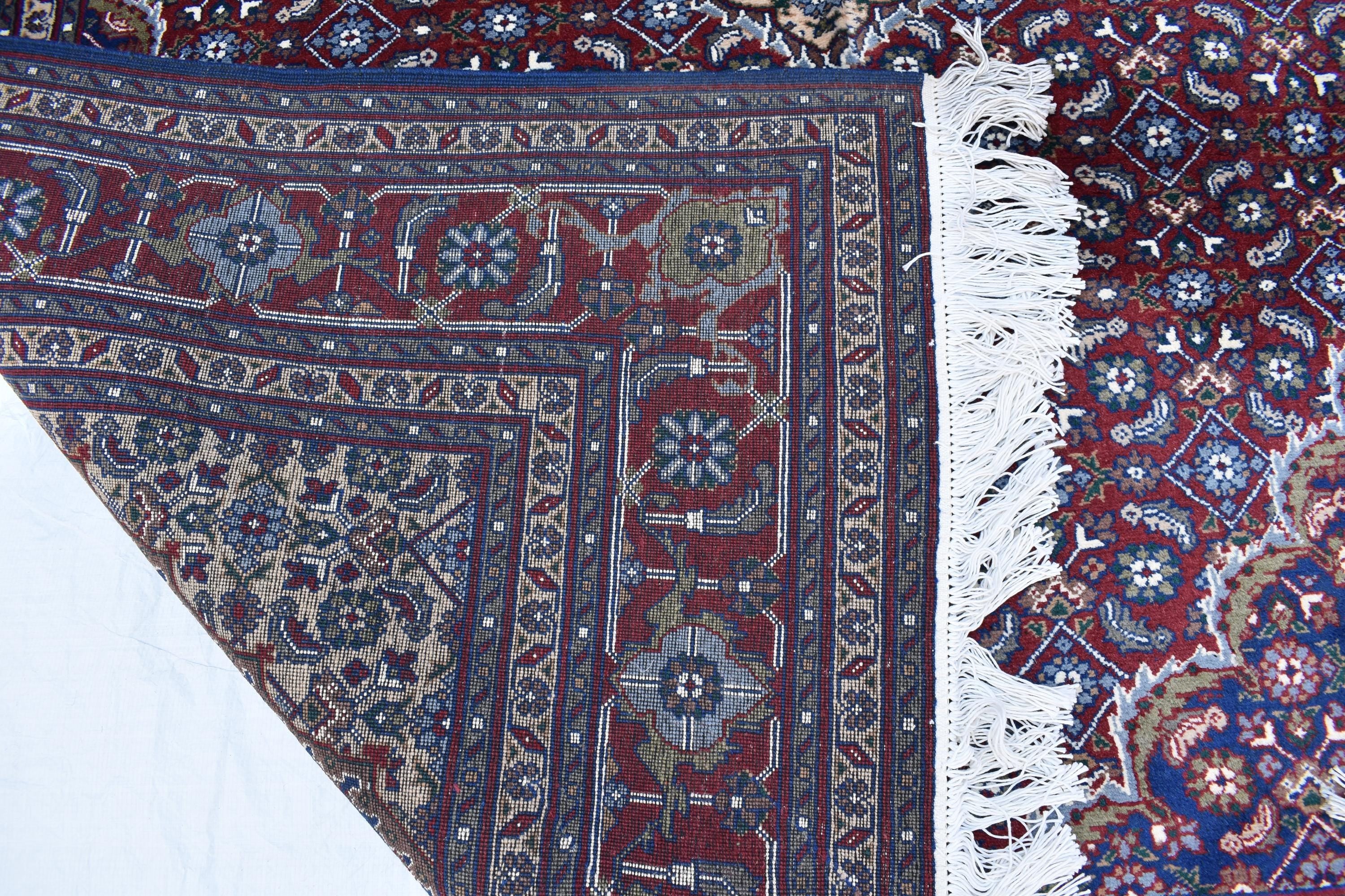 7x10 Hand-Knotted Red & Navy Blue Tabriz Rug – Afghan Wool Area Carpet, Persian Style Rug, Rug for Living Room, Bedroom Rug 9’10” x 6’7 ft