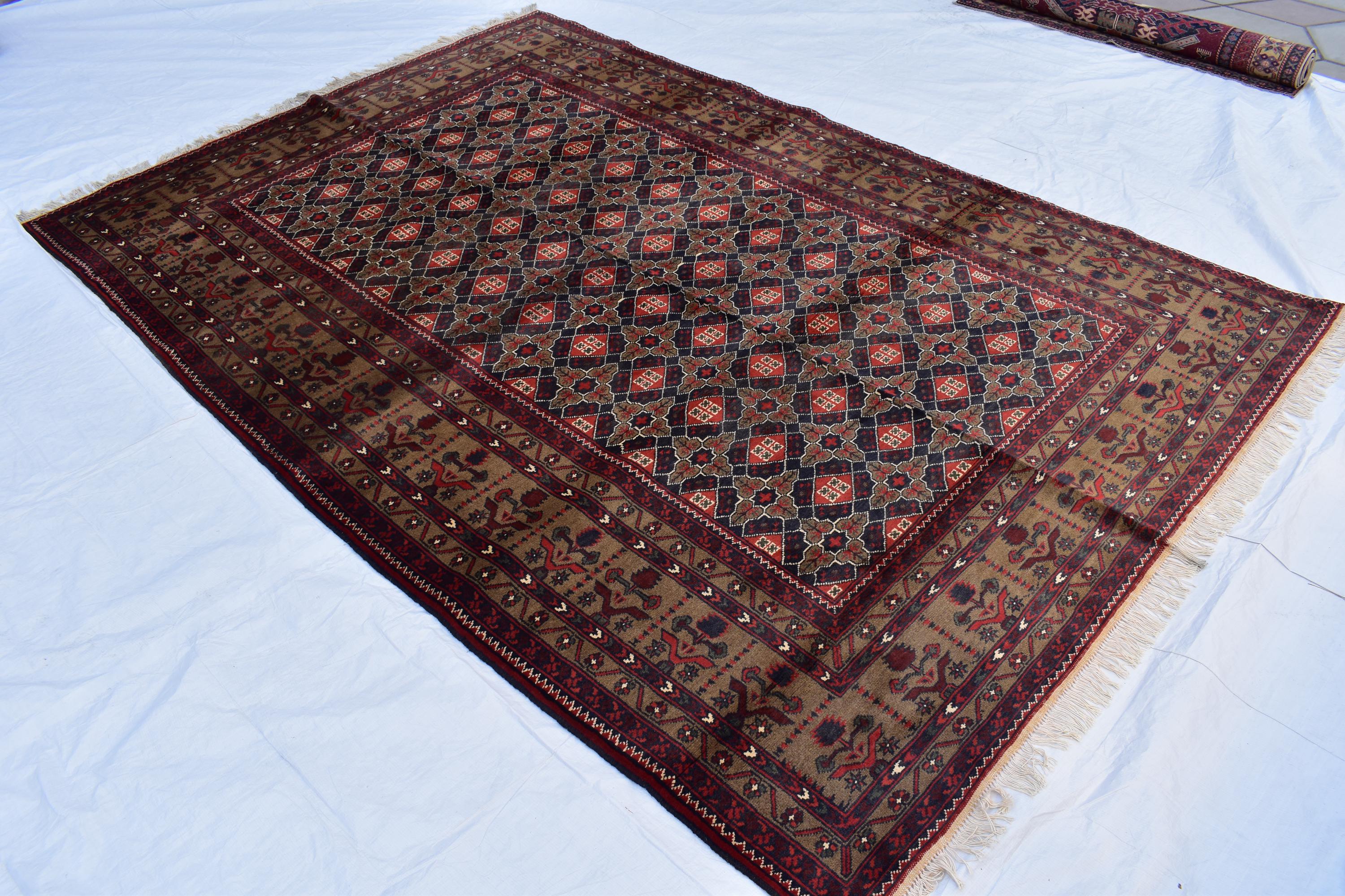 6x10 Hand-Knotted Sitara Naksha Rug | Authentic Afghan Wool Carpet | Oriental Area Rug, Rug for Dining Room, Bedroom Rug 9.8x6.5 ft