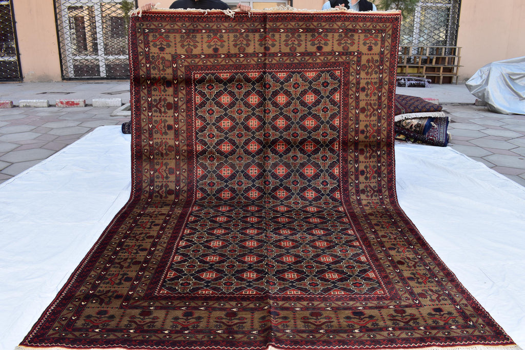 6x10 Hand-Knotted Sitara Naksha Rug | Authentic Afghan Wool Carpet | Oriental Area Rug, Rug for Dining Room, Bedroom Rug 9.8x6.5 ft
