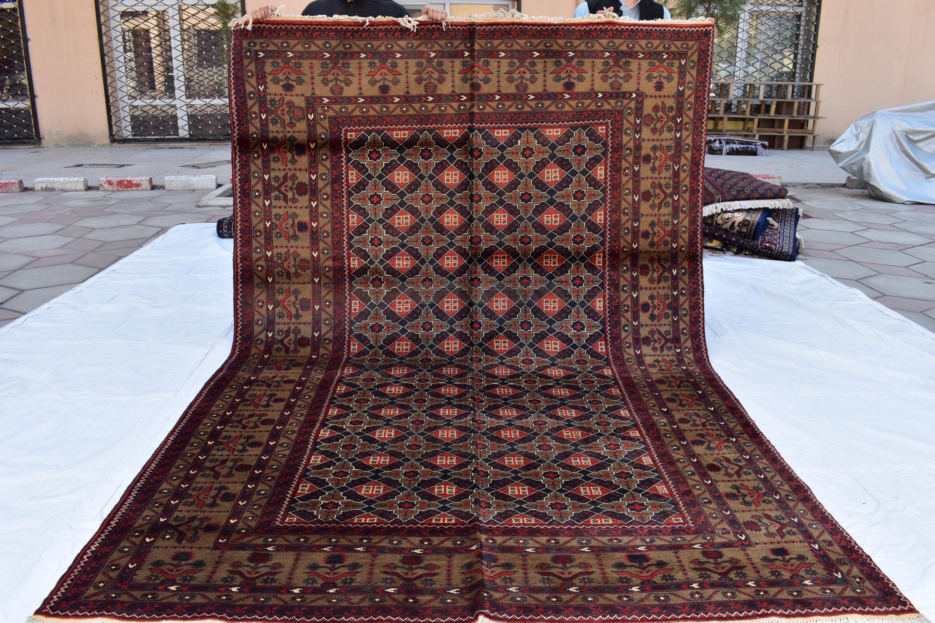 6x10 Hand-Knotted Sitara Naksha Rug | Authentic Afghan Wool Carpet | Oriental Area Rug, Rug for Dining Room, Bedroom Rug 9.8x6.5 ft