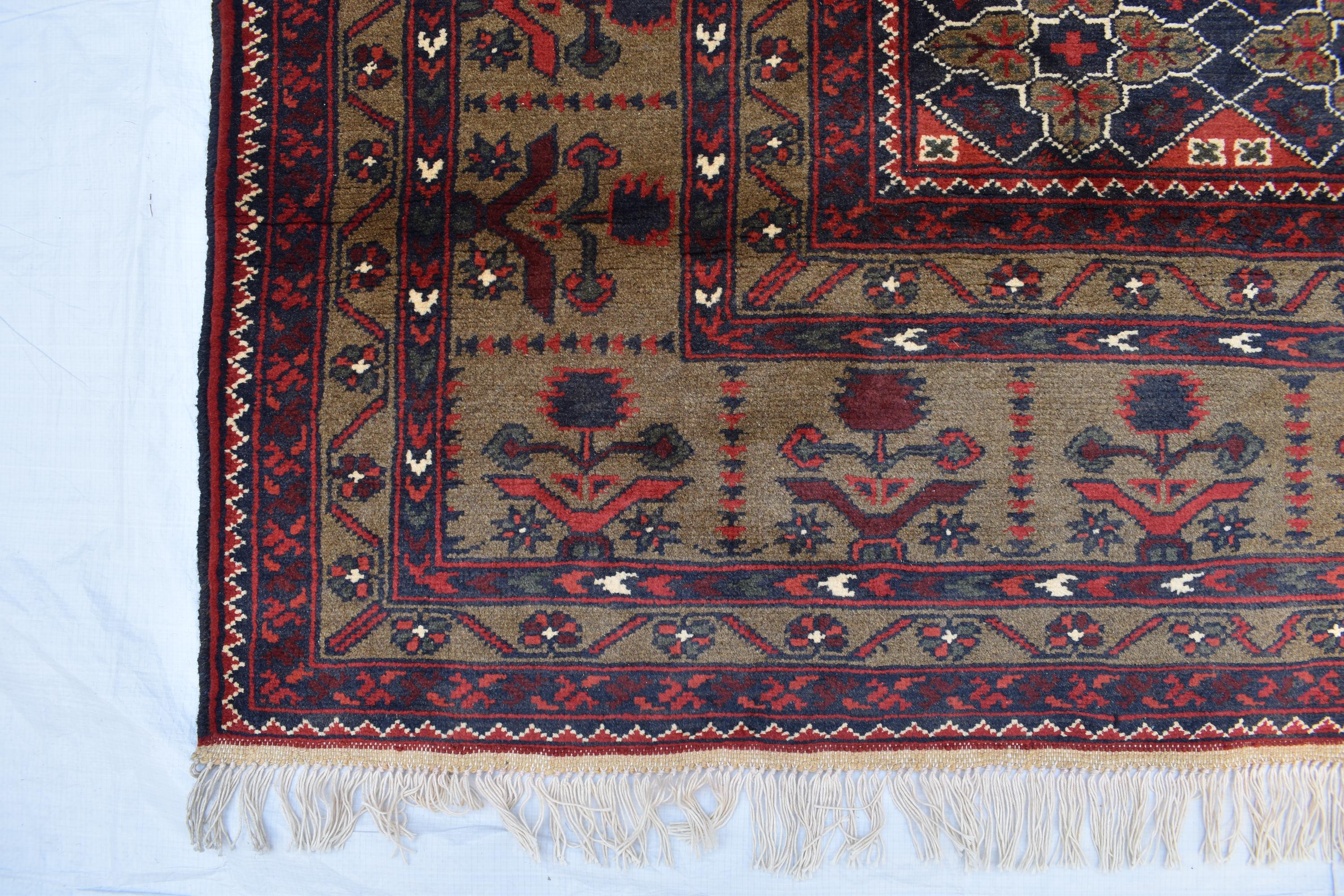 6x10 Hand-Knotted Sitara Naksha Rug | Authentic Afghan Wool Carpet | Oriental Area Rug, Rug for Dining Room, Bedroom Rug 9.8x6.5 ft