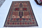 7x10 Caucasian Kazak Handwoven Rug – Soft Wool, Geometric Tribal Design, Cross Pattern Rug, Rug for Living Room Bedroom Rug 6.7x10 ft