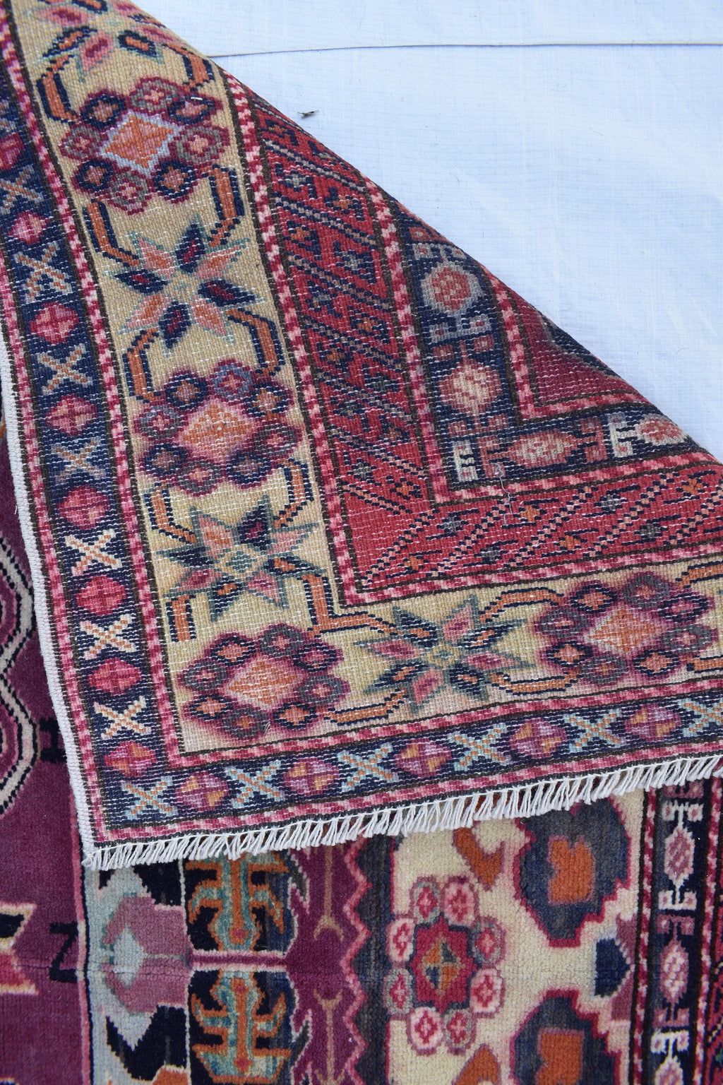 4x5 Vintage Afghan Tribal Rug - Handmade Kazak Wool Rug - Geometric Nomadic Carpet, Collectible Rare Rug, Caucasian Pattern, Burgundy Red