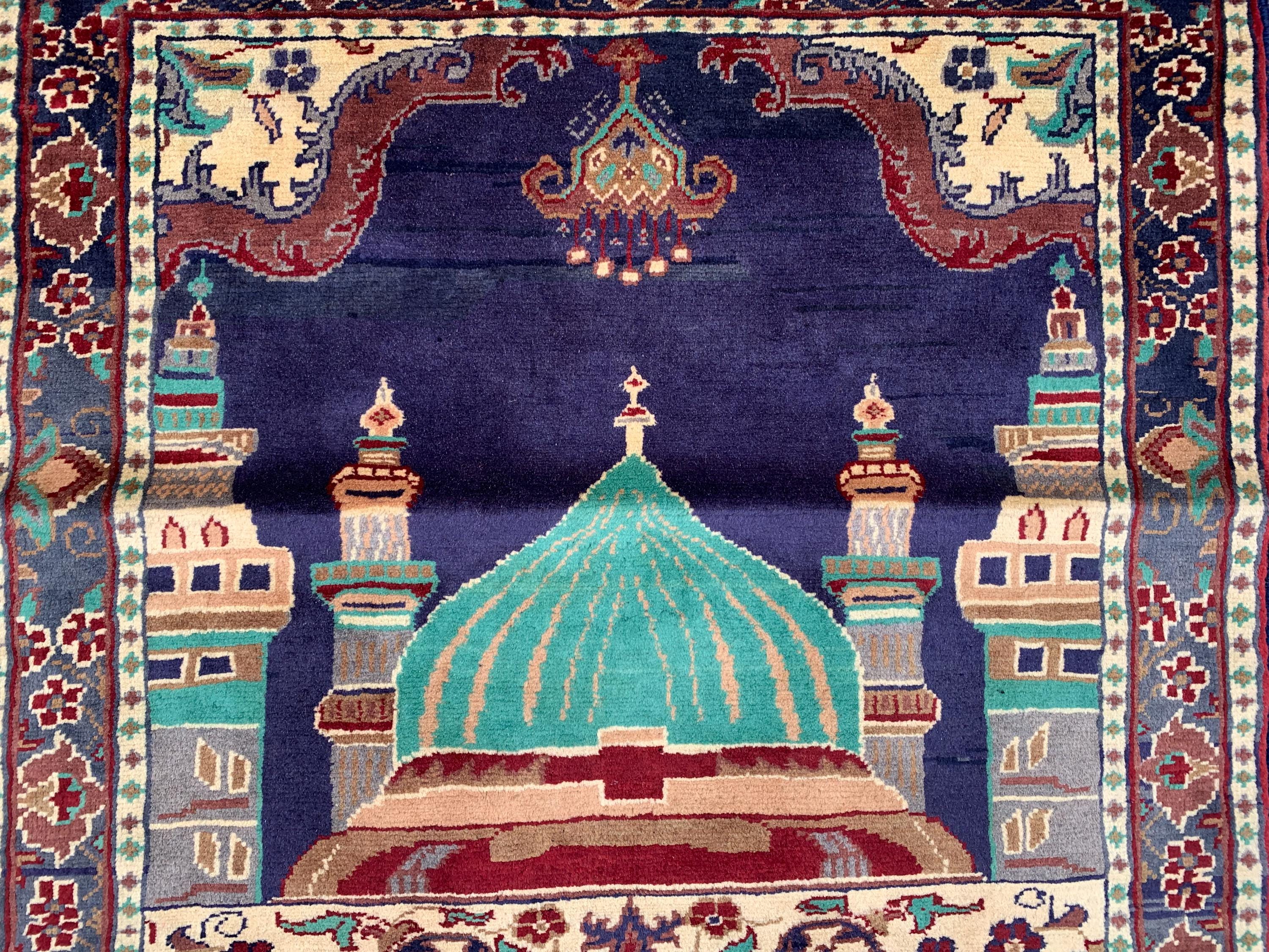 Handmade Prayer Mat – 4.2x2.8 ft | Islamic Rug | Muslim Prayer Rug | Soft & Luxurious Sajjadah | Turkish Style Janamaz | Islamic Gift