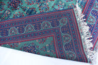 6x9 Green Bukhara Rug with Navy Blue and Red Accent–Handmade Elegance for Modern Interiors, Rug for Living Room, Perfect for Bedroom 6.5x9.7