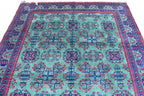 6x9 Green Bukhara Rug with Navy Blue and Red Accent–Handmade Elegance for Modern Interiors, Rug for Living Room, Perfect for Bedroom 6.5x9.7
