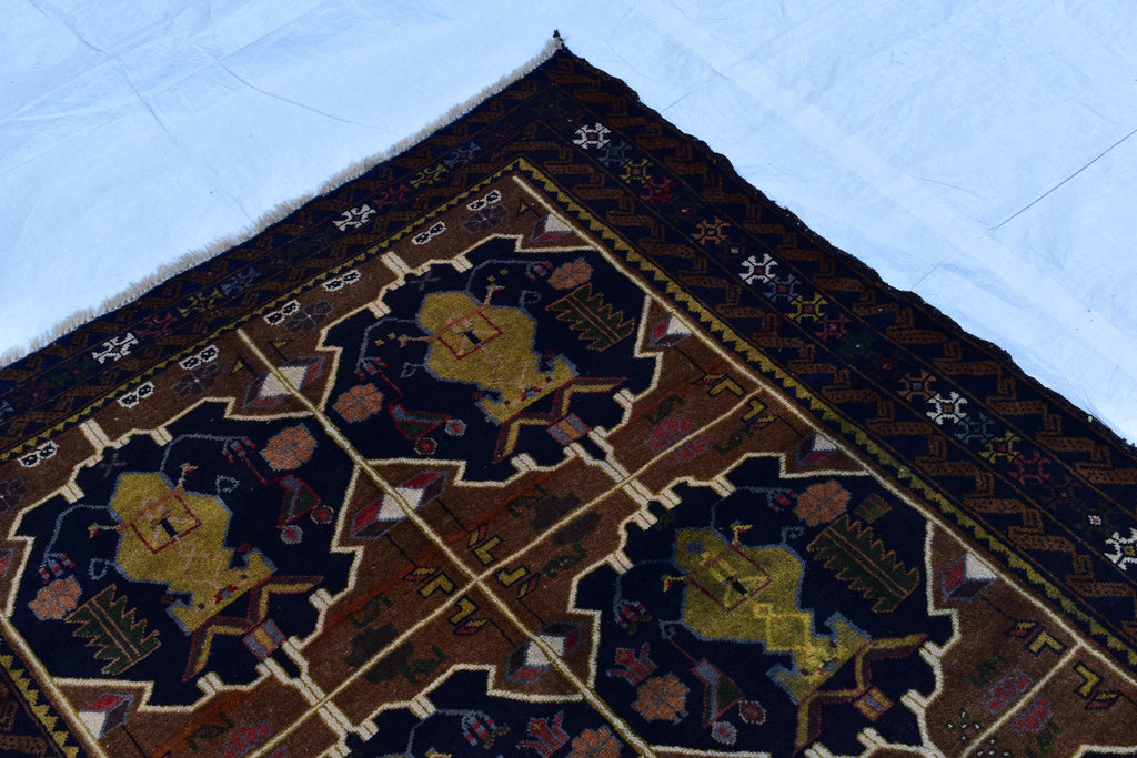 4x6 Antique Baluchi Vintage Rug Exquisite Brown and Black Design, Timeless Tribal Charm, Collectible Rare Item, Wall Hanging Rug, 6.2x3.7 ft