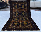 4x6 Antique Baluchi Vintage Rug Exquisite Brown and Black Design, Timeless Tribal Charm, Collectible Rare Item, Wall Hanging Rug, 6.2x3.7 ft