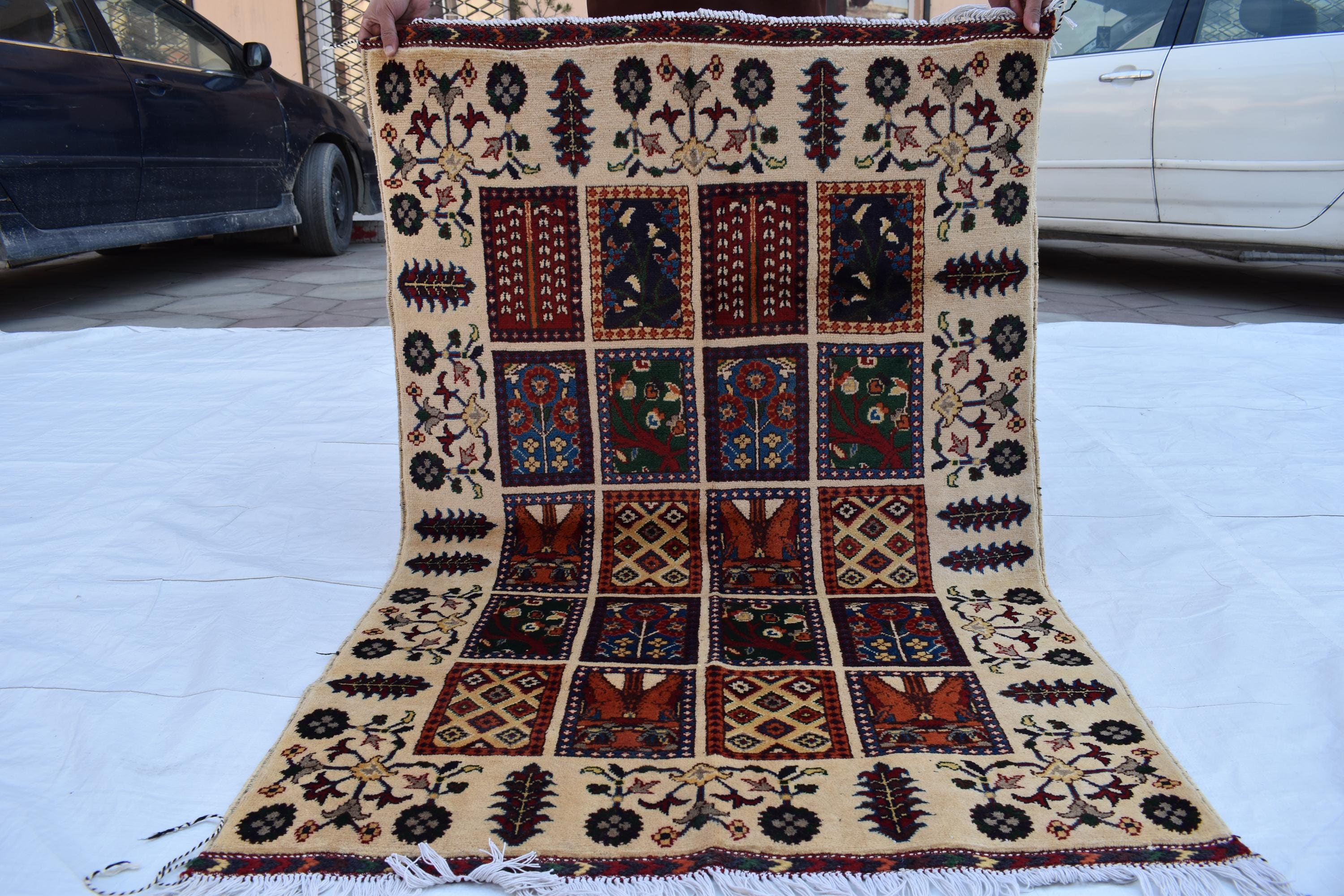 3x4 Ayni Rug Handmade Small Size, Traditional Tribal Design, Perfect for Cozy Spaces, Bedroom, Office 3.4x4.11 ft