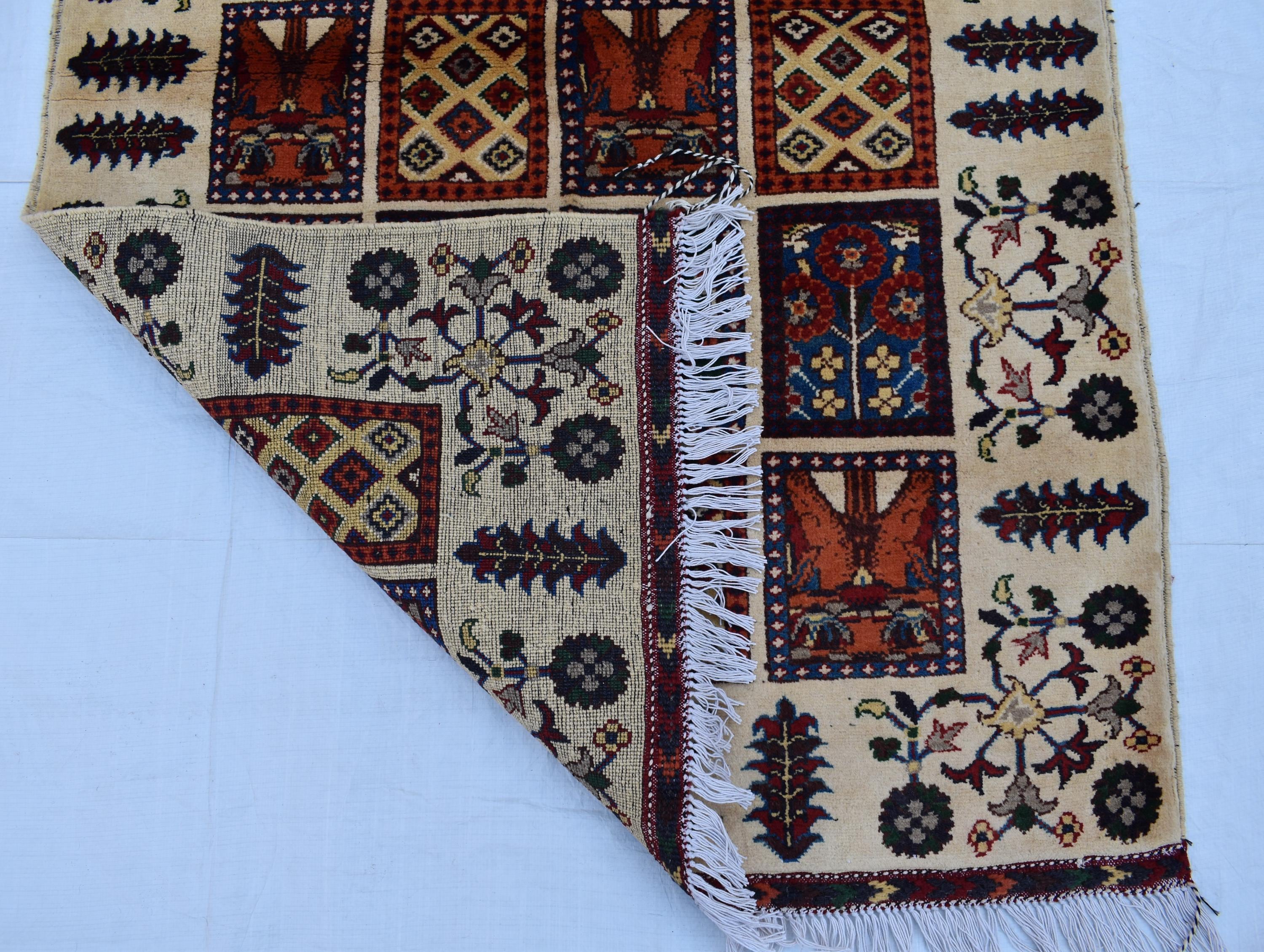 3x4 Ayni Rug Handmade Small Size, Traditional Tribal Design, Perfect for Cozy Spaces, Bedroom, Office 3.4x4.11 ft