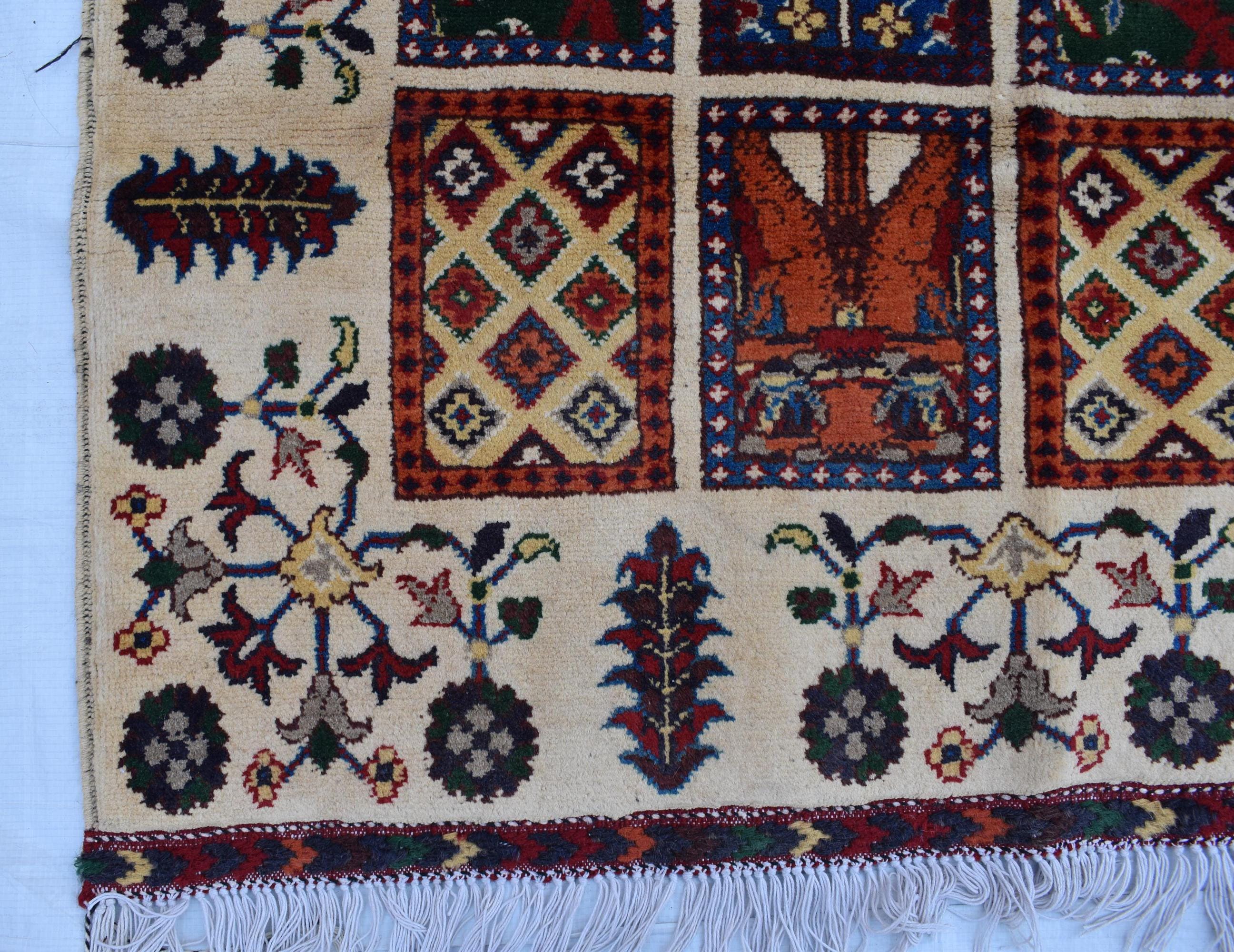 3x4 Ayni Rug Handmade Small Size, Traditional Tribal Design, Perfect for Cozy Spaces, Bedroom, Office 3.4x4.11 ft
