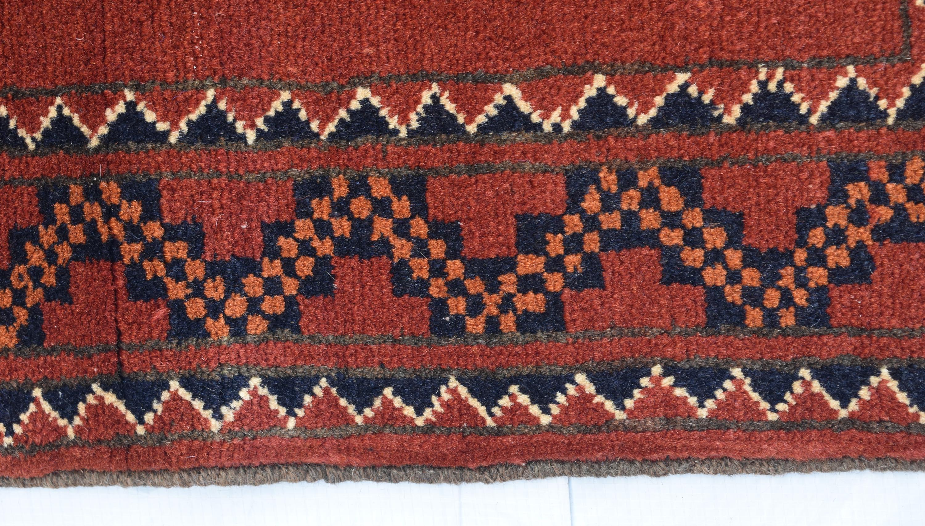 Vintage Afghan Baluch Rug - 4.11x3.5 ft - Rust Red Vintage Wool Kunduz Carpet - Bohemian Tribal Area Rug, Collectible Antique Piece 3x5