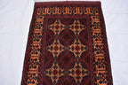 6x3 Handmade Afghan Sitara Naksha Rug - Red & Burgundy Wool Tribal Carpet - Vintage Bohemian Area Rug, Small Size Entryway Rug, 5.8x3.2 ft