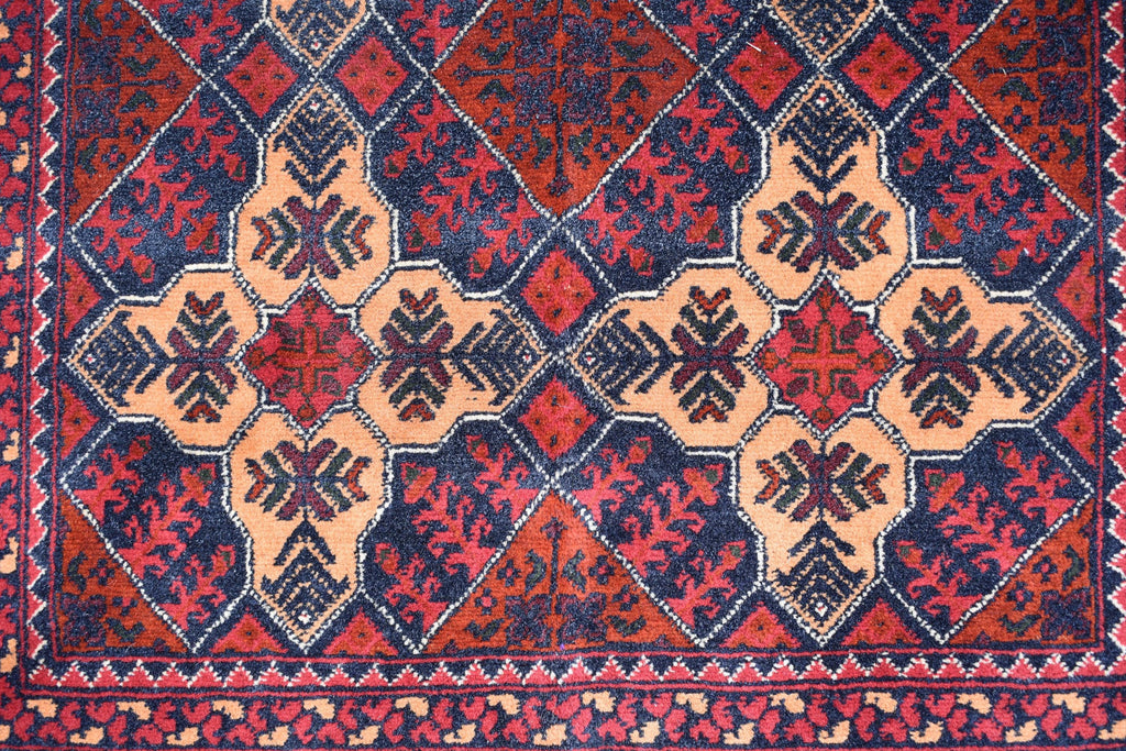 6x3 Handmade Afghan Sitara Naksha Rug - Red & Burgundy Wool Tribal Carpet - Vintage Bohemian Area Rug, Small Size Entryway Rug, 5.8x3.2 ft