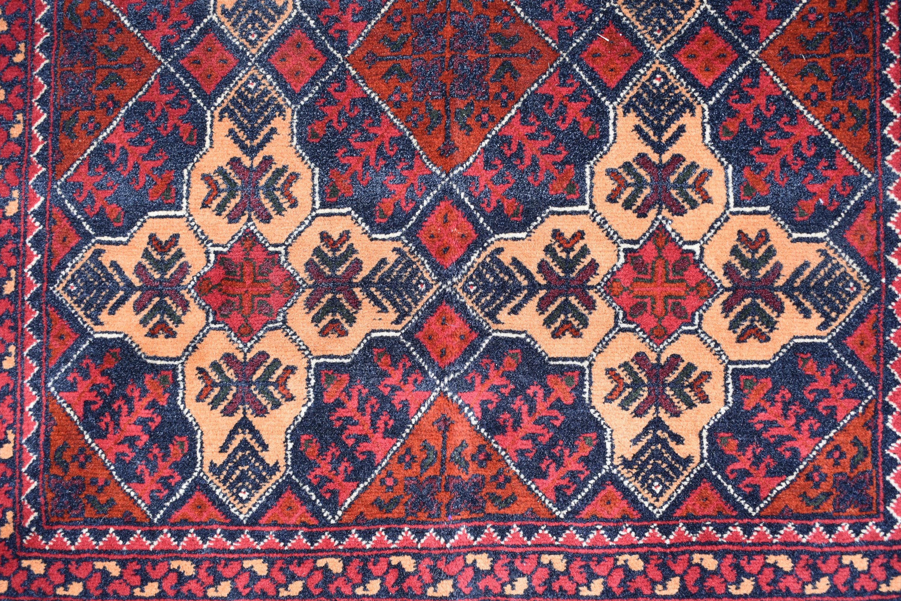 6x3 Handmade Afghan Sitara Naksha Rug - Red & Burgundy Wool Tribal Carpet - Vintage Bohemian Area Rug, Small Size Entryway Rug, 5.8x3.2 ft