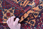 6x3 Handmade Afghan Sitara Naksha Rug - Red & Burgundy Wool Tribal Carpet - Vintage Bohemian Area Rug, Small Size Entryway Rug, 5.8x3.2 ft