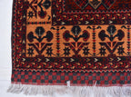 6x3 Handmade Afghan Sitara Naksha Rug - Red & Burgundy Wool Tribal Carpet - Vintage Bohemian Area Rug, Small Size Entryway Rug, 5.8x3.2 ft