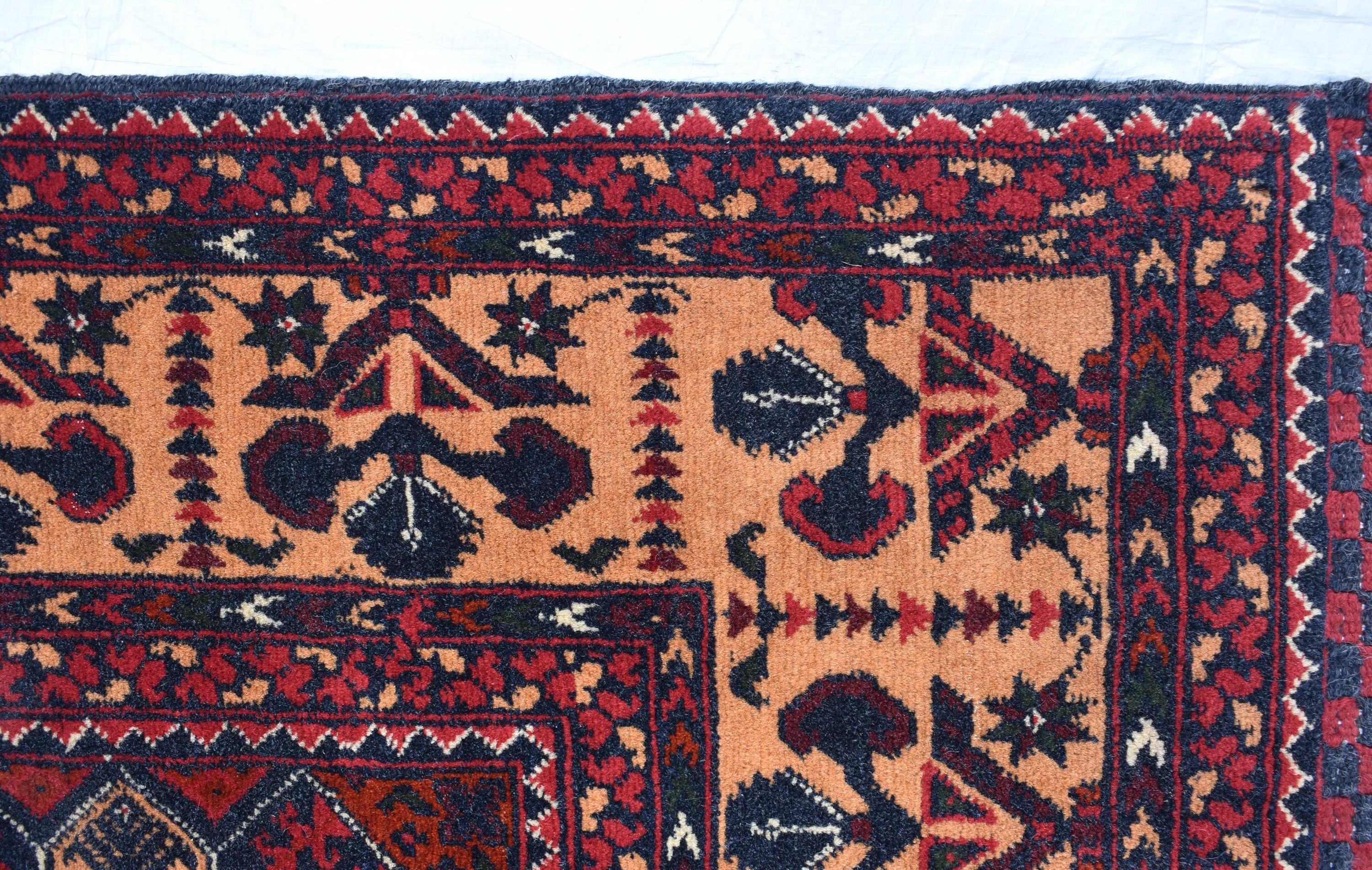 6x3 Handmade Afghan Sitara Naksha Rug - Red & Burgundy Wool Tribal Carpet - Vintage Bohemian Area Rug, Small Size Entryway Rug, 5.8x3.2 ft