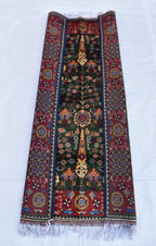 3x5 Olive Green and Red Afghan Gandum Naksha Rug-Hand-Knotted Wool Tribal Carpet, Bohemian Area Rug, Perfect for Bedroom, Office 5x3.3