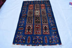 3x6 Handmade Navy Blue Ayni Rug – Timeless Elegance for Modern Interiors, Perfect for Bedroom, Living room and Hallways 3.1x5.7 ft