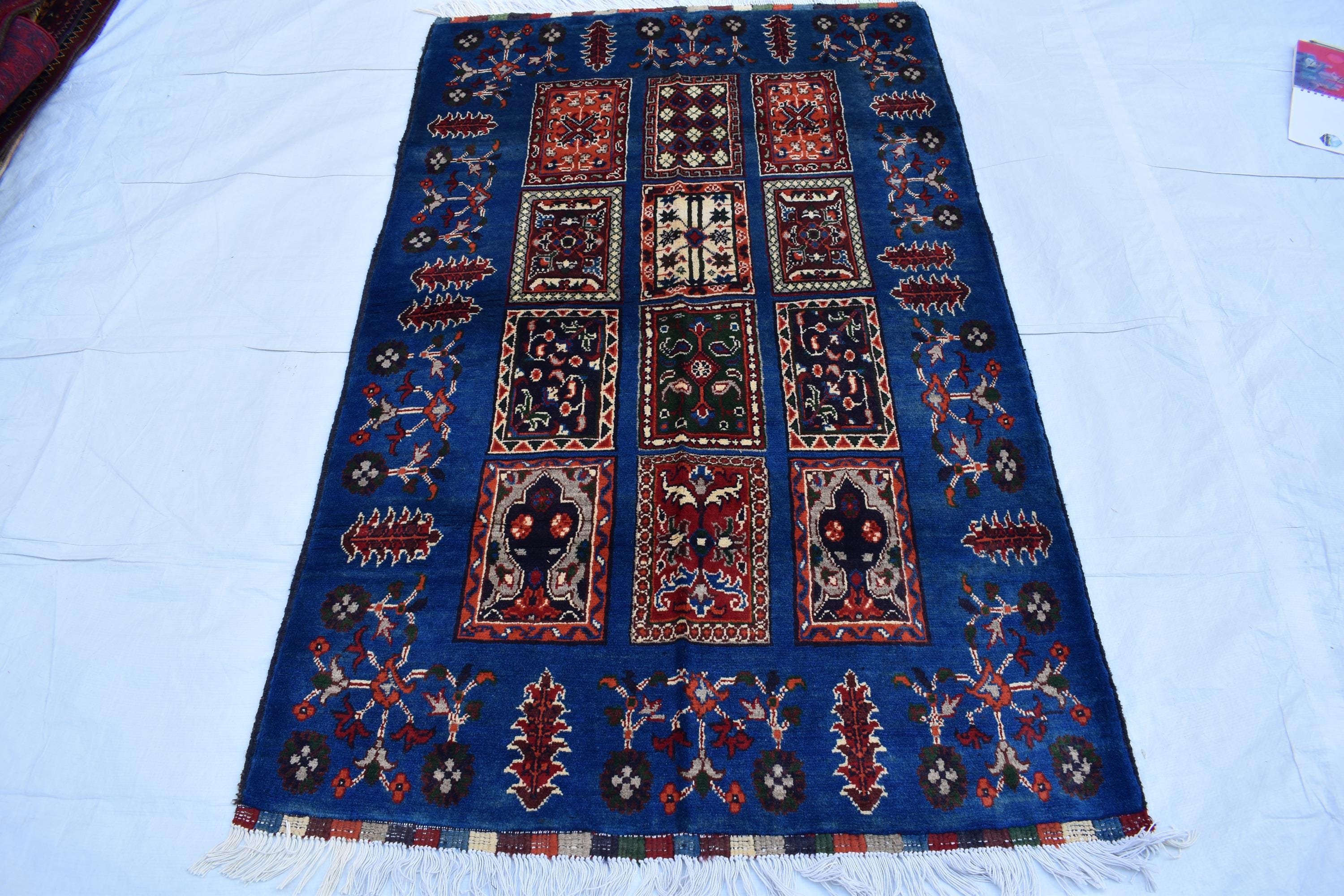 3x6 Handmade Navy Blue Ayni Rug – Timeless Elegance for Modern Interiors, Perfect for Bedroom, Living room and Hallways 3.1x5.7 ft