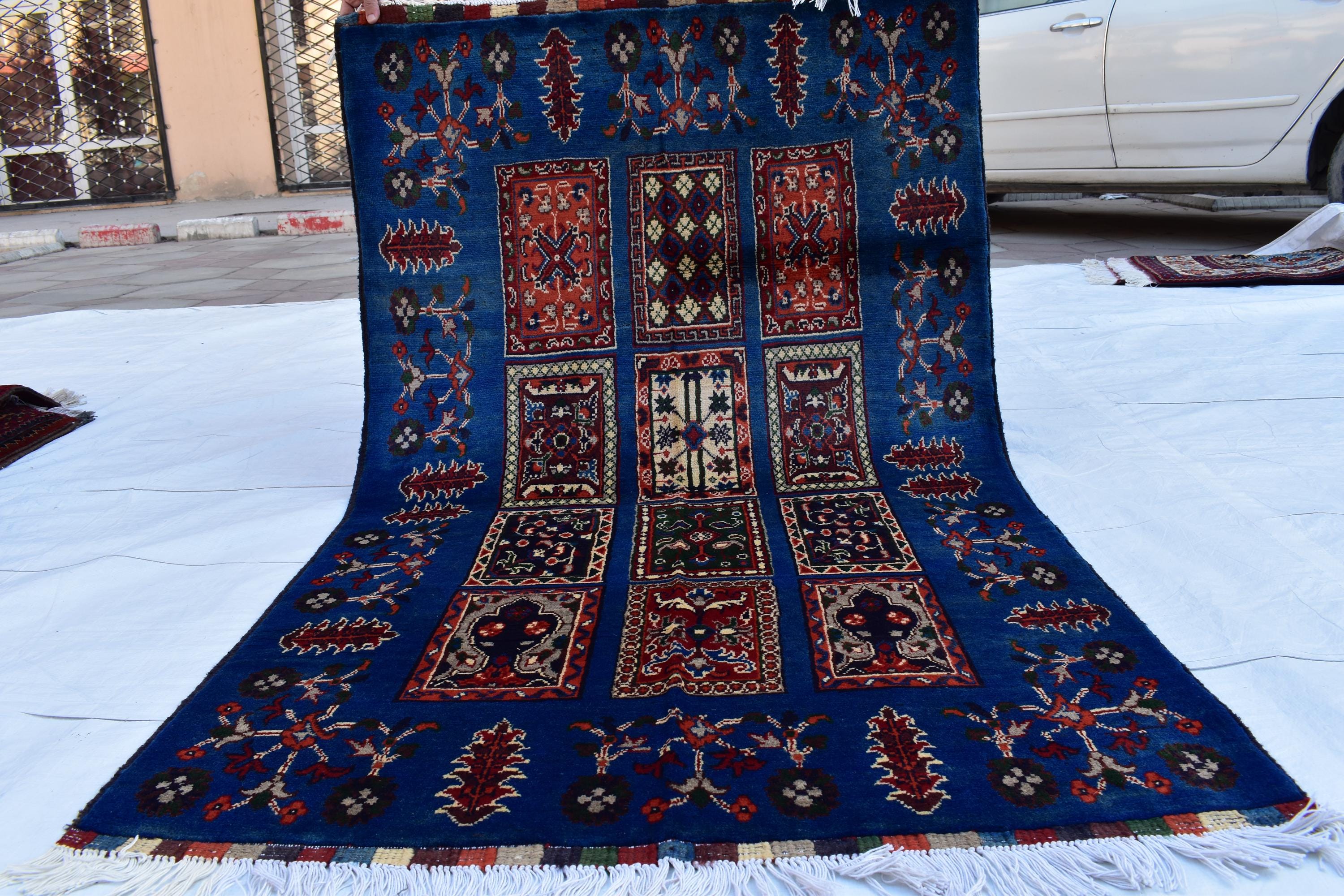 3x6 Handmade Navy Blue Ayni Rug – Timeless Elegance for Modern Interiors, Perfect for Bedroom, Living room and Hallways 3.1x5.7 ft