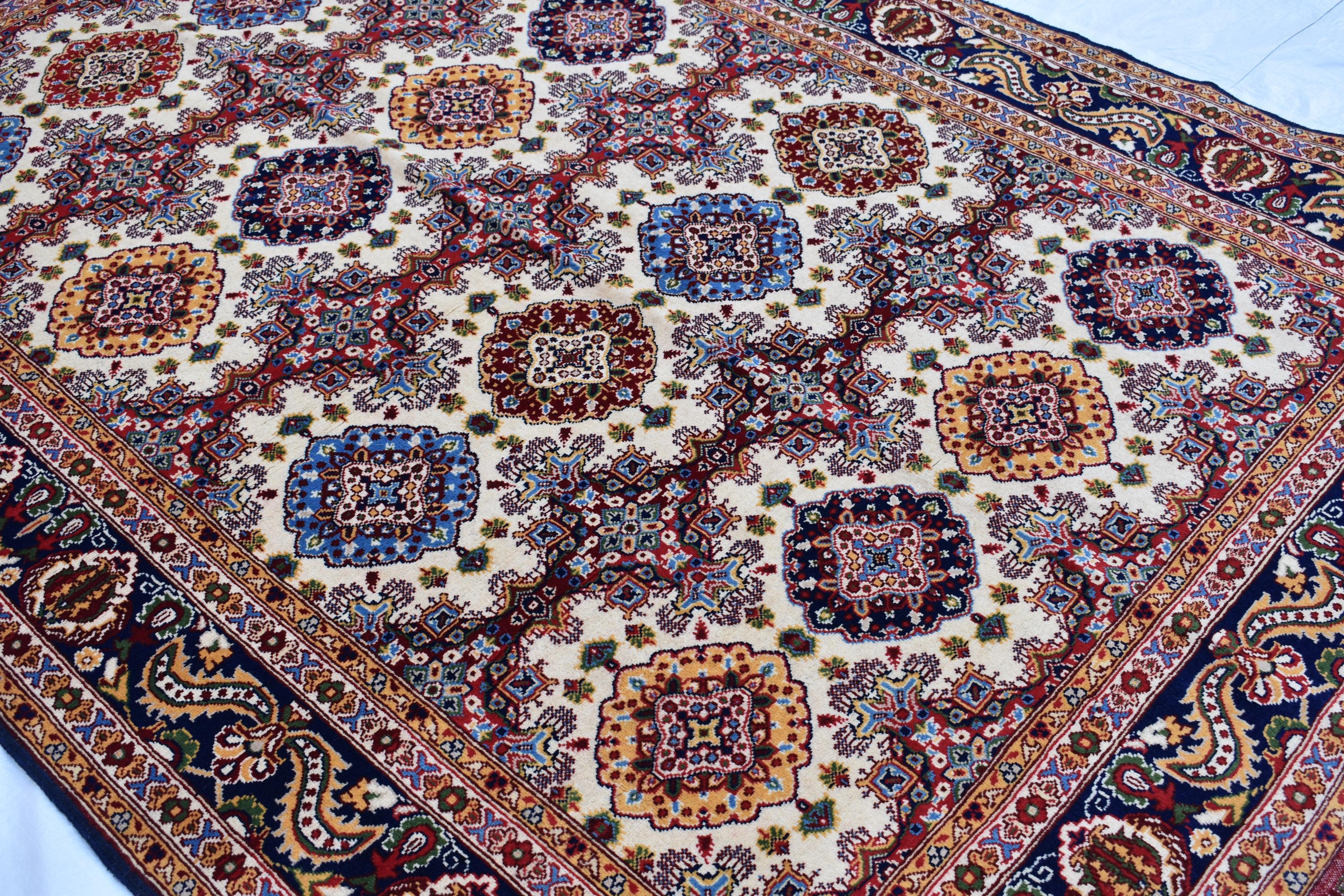 5x7 Handmade Abresham Afghan Rug–Cream Color, Traditional Geometric Design, Rug for Living Room, Bedroom, Dining Room, Boho Home Decor 5x7.3
