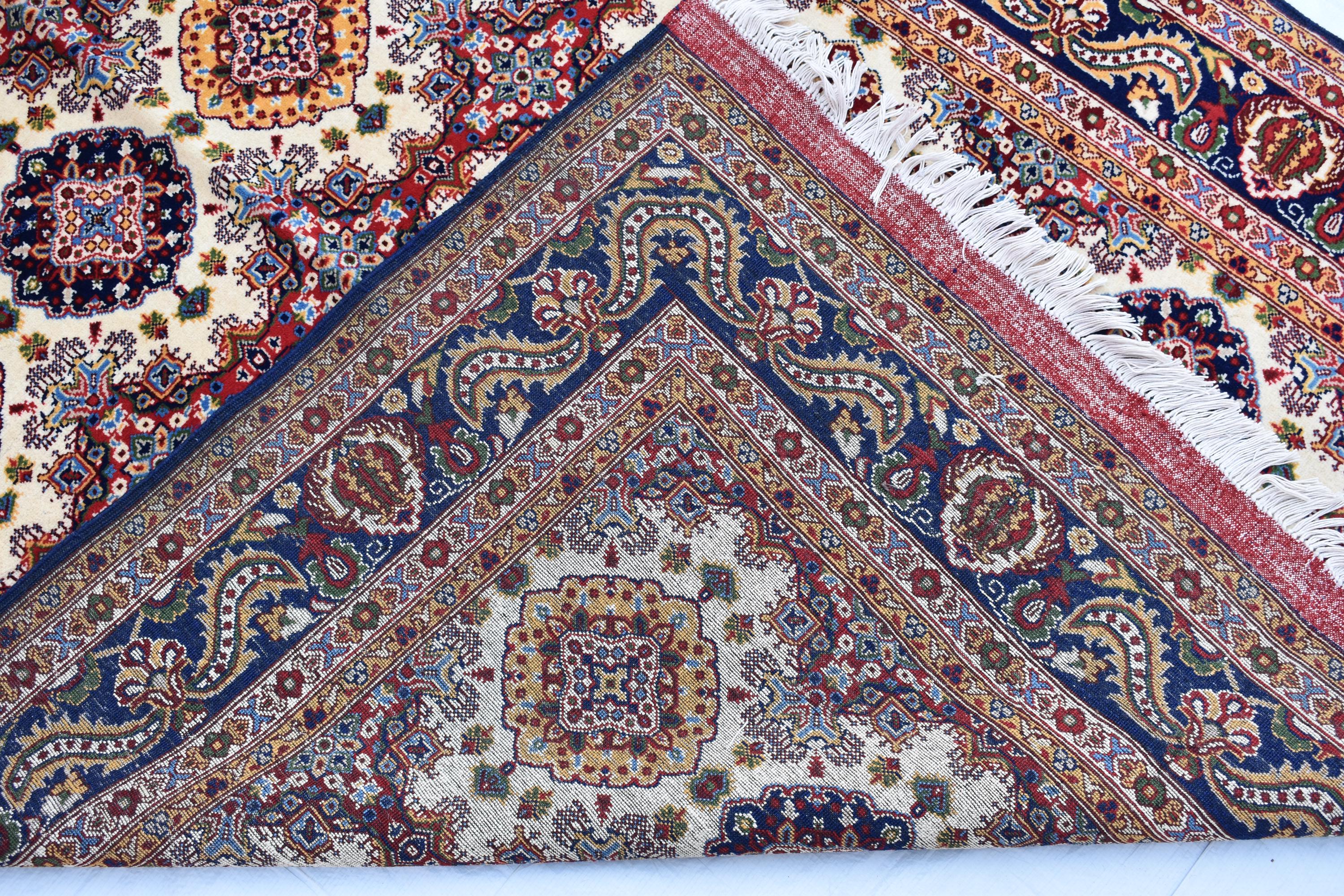 5x7 Handmade Abresham Afghan Rug–Cream Color, Traditional Geometric Design, Rug for Living Room, Bedroom, Dining Room, Boho Home Decor 5x7.3
