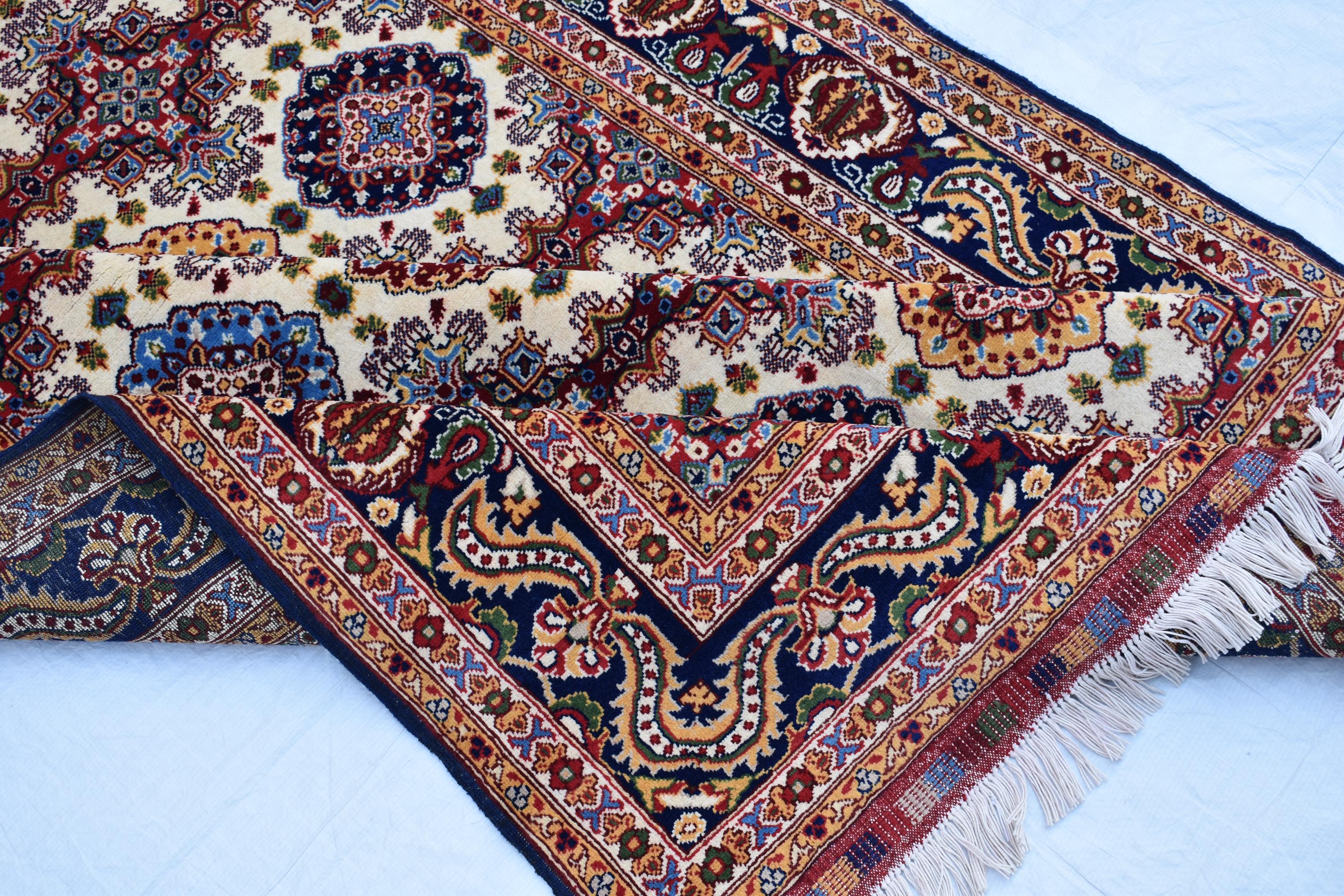 5x7 Handmade Abresham Afghan Rug–Cream Color, Traditional Geometric Design, Rug for Living Room, Bedroom, Dining Room, Boho Home Decor 5x7.3