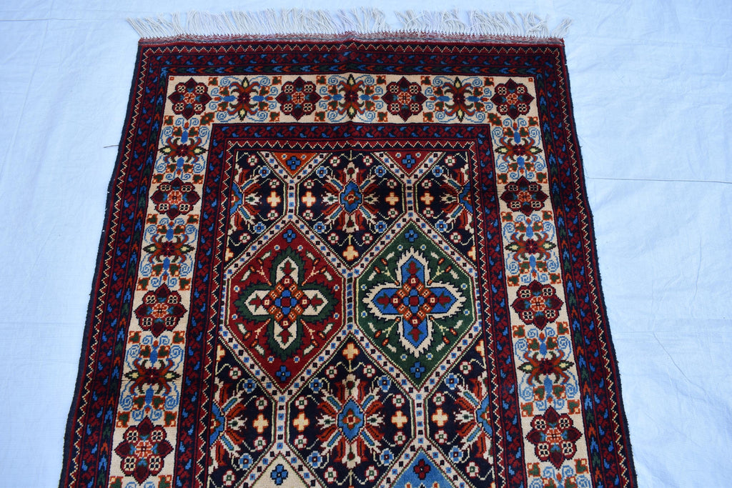 Handwoven Kashi Rug 3.3x5 ft – Traditional Afghan Wool Carpet, Small Area Rug, Persian Style Rug, Rug for Bedroom, Living Room, Hallway Rug