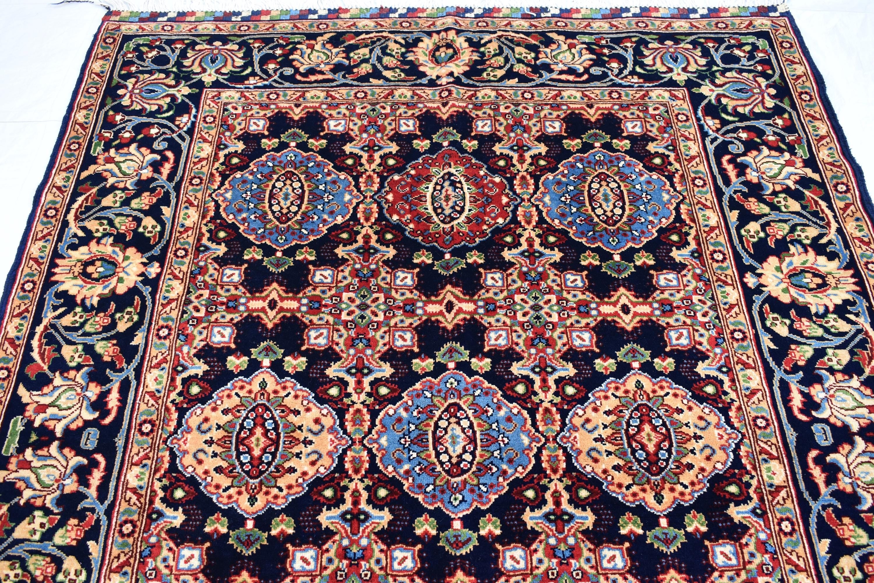 5x7 Handmade Abresham Afghan Rug–Colorful Rug, Traditional Geometric Design, Wool Carpet, Persian Home Style, Perfect for Living room 5x6.10