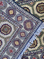 5x3 Handmade Ahal Gul Rug–Authentic Turkmen Tribal Carpet, Beige Wool Rug, Boho Home Decor, Unique Floor Covering 4.6x3.1 ft Bedroom Rug