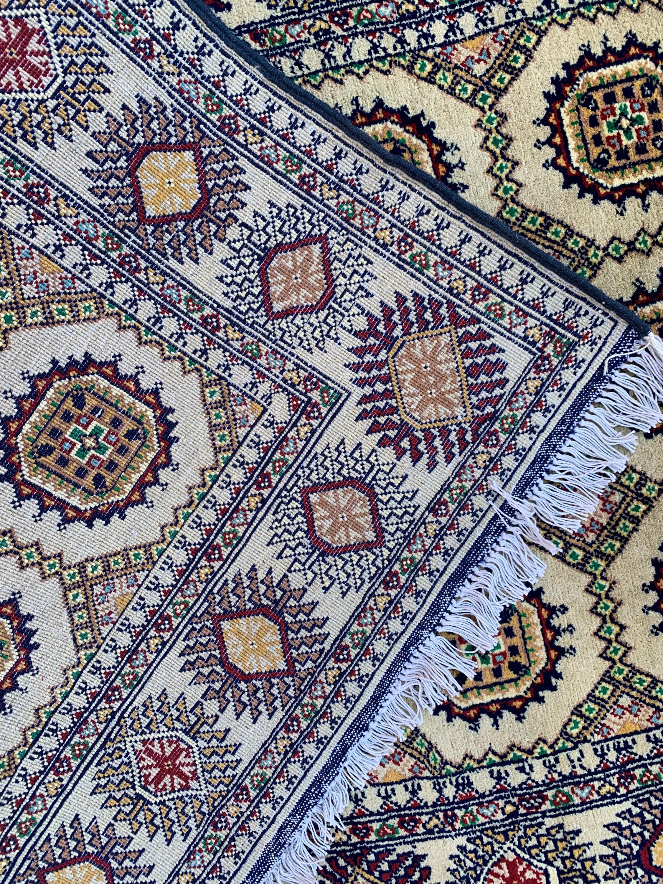 5x3 Handmade Ahal Gul Rug–Authentic Turkmen Tribal Carpet, Beige Wool Rug, Boho Home Decor, Unique Floor Covering 4.6x3.1 ft Bedroom Rug