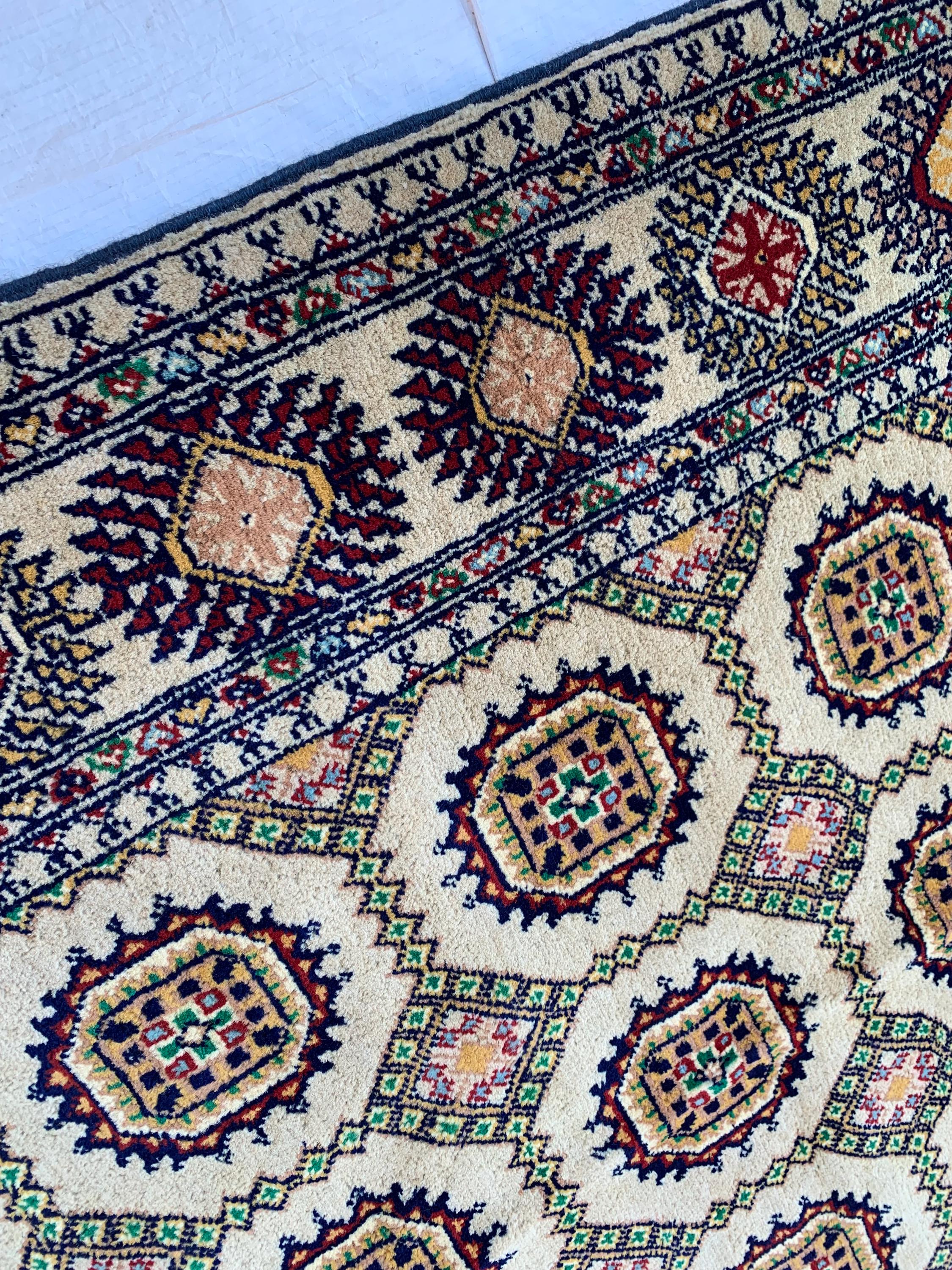 5x3 Handmade Ahal Gul Rug–Authentic Turkmen Tribal Carpet, Beige Wool Rug, Boho Home Decor, Unique Floor Covering 4.6x3.1 ft Bedroom Rug