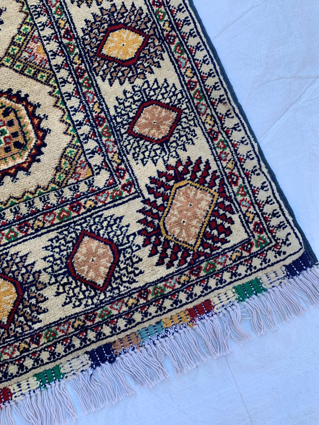 5x3 Handmade Ahal Gul Rug–Authentic Turkmen Tribal Carpet, Beige Wool Rug, Boho Home Decor, Unique Floor Covering 4.6x3.1 ft Bedroom Rug