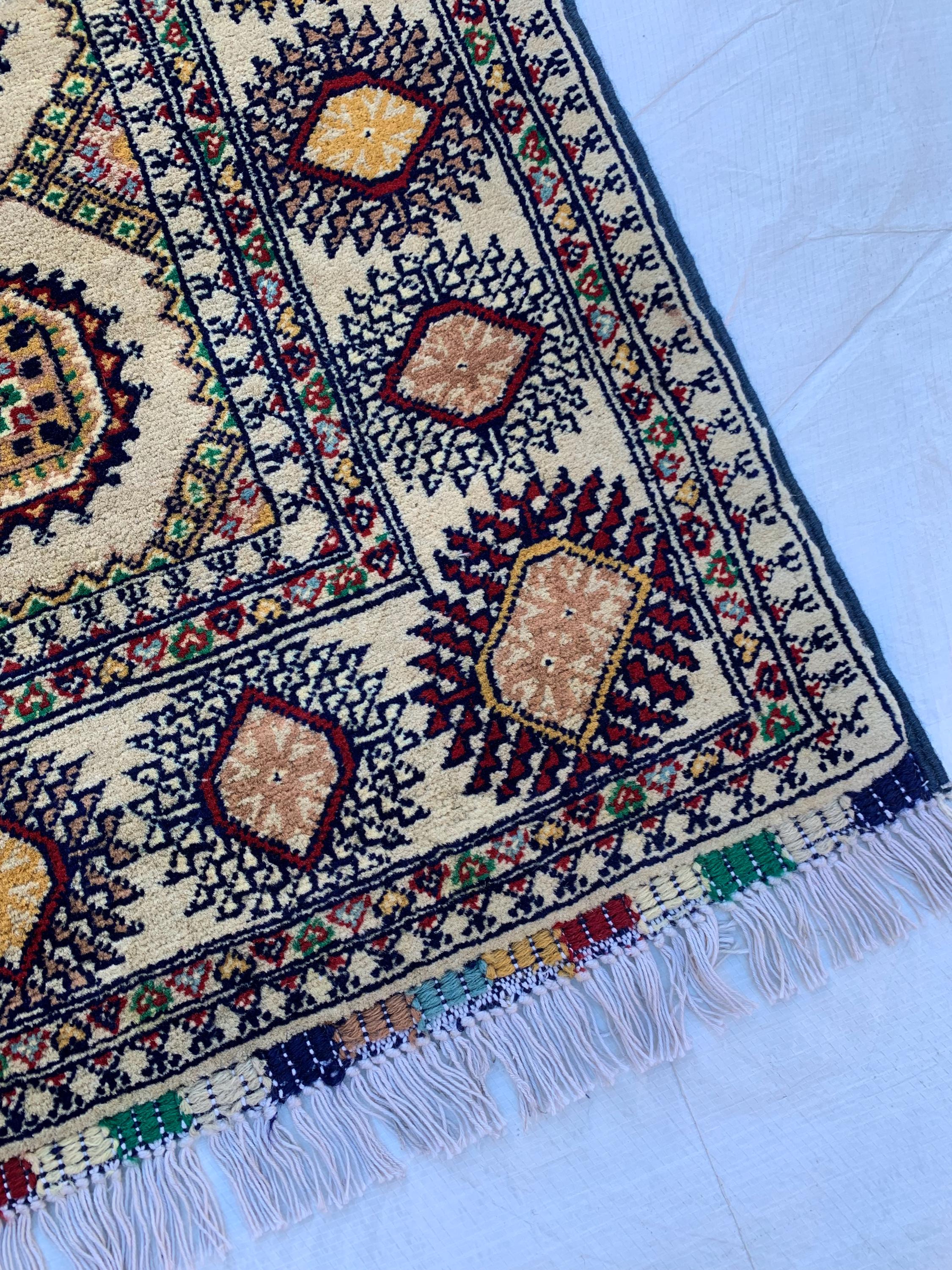 5x3 Handmade Ahal Gul Rug–Authentic Turkmen Tribal Carpet, Beige Wool Rug, Boho Home Decor, Unique Floor Covering 4.6x3.1 ft Bedroom Rug