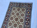 5x3 Handmade Ahal Gul Rug–Authentic Turkmen Tribal Carpet, Beige Wool Rug, Boho Home Decor, Unique Floor Covering 4.6x3.1 ft Bedroom Rug