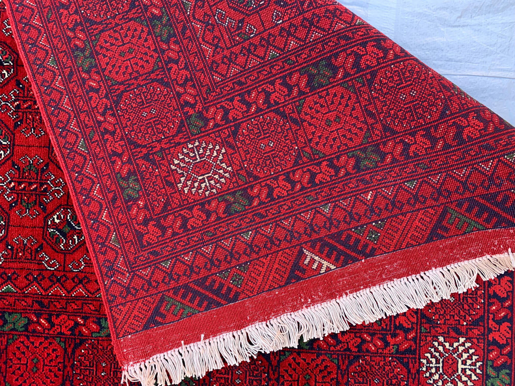 3x6 Mawrai Gul Rug, Red & Green Persian Area Rug, Traditional, Boho, Living Room, Bedroom, Afghan Carpet, Custom Home Decor 6.3x3.4 ft