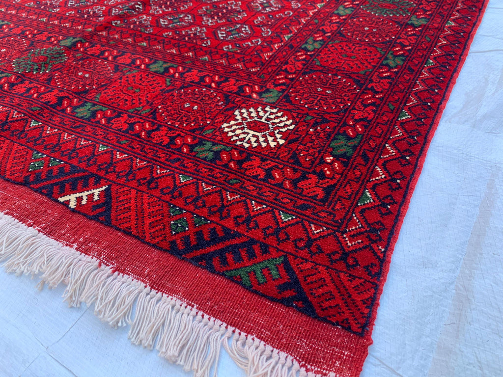 3x6 Mawrai Gul Rug, Red & Green Persian Area Rug, Traditional, Boho, Living Room, Bedroom, Afghan Carpet, Custom Home Decor 6.3x3.4 ft