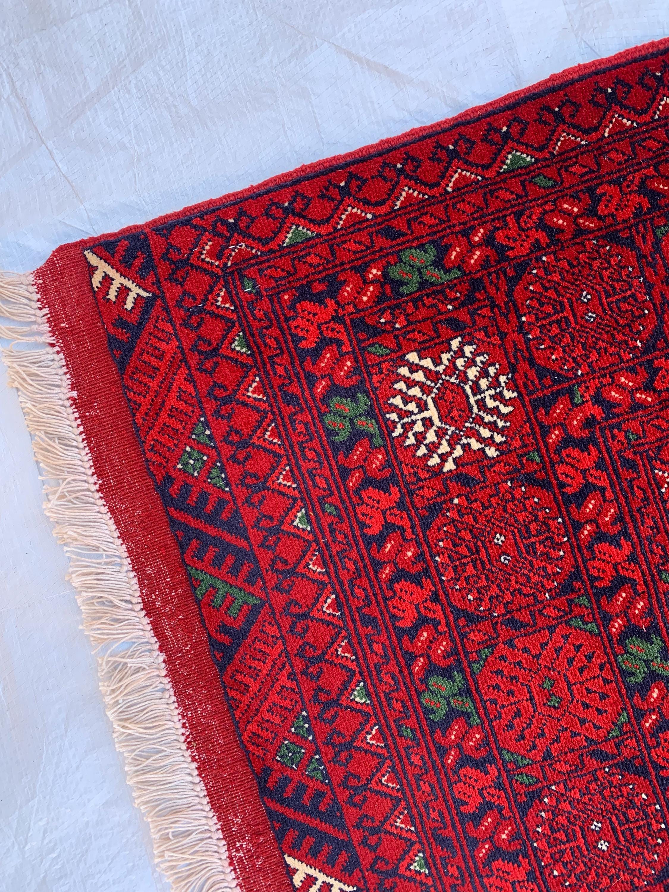 3x6 Mawrai Gul Rug, Red & Green Persian Area Rug, Traditional, Boho, Living Room, Bedroom, Afghan Carpet, Custom Home Decor 6.3x3.4 ft