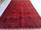 6x10 Handmade Khal Mohammadi Rug– Persian Tribal Carpet, Afghan Wool Rug, Traditional Red and Black Design, Boho Chic Floor Decor 9.8x6.5 ft