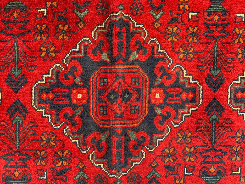 6x10 Handmade Khal Mohammadi Rug– Persian Tribal Carpet, Afghan Wool Rug, Traditional Red and Black Design, Boho Chic Floor Decor 9.8x6.5 ft