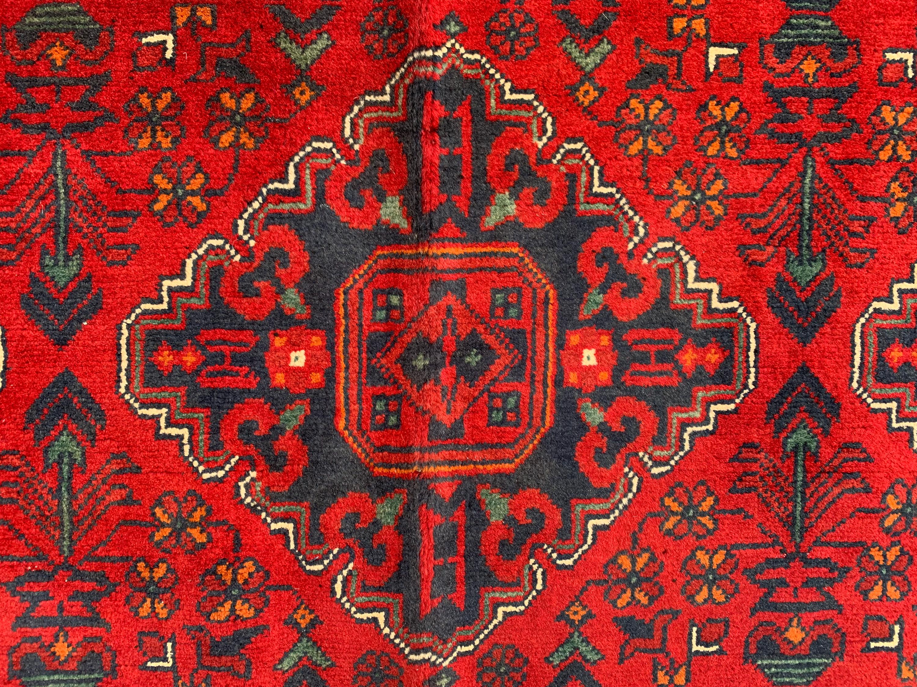 6x10 Handmade Khal Mohammadi Rug– Persian Tribal Carpet, Afghan Wool Rug, Traditional Red and Black Design, Boho Chic Floor Decor 9.8x6.5 ft