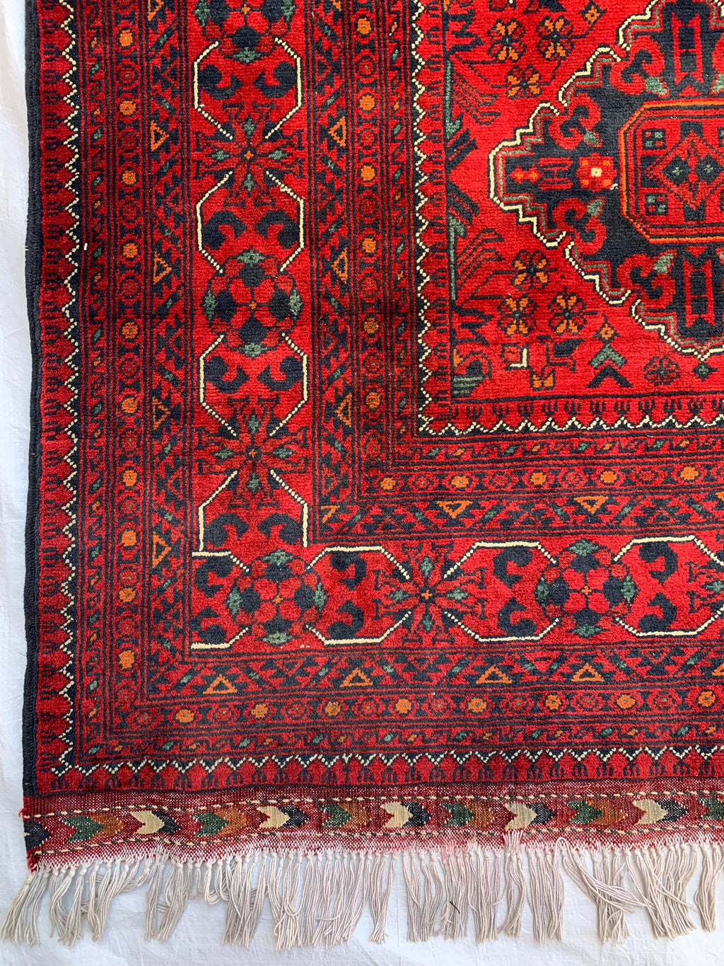 6x10 Handmade Khal Mohammadi Rug– Persian Tribal Carpet, Afghan Wool Rug, Traditional Red and Black Design, Boho Chic Floor Decor 9.8x6.5 ft