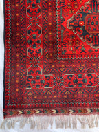 6x10 Handmade Khal Mohammadi Rug– Persian Tribal Carpet, Afghan Wool Rug, Traditional Red and Black Design, Boho Chic Floor Decor 9.8x6.5 ft