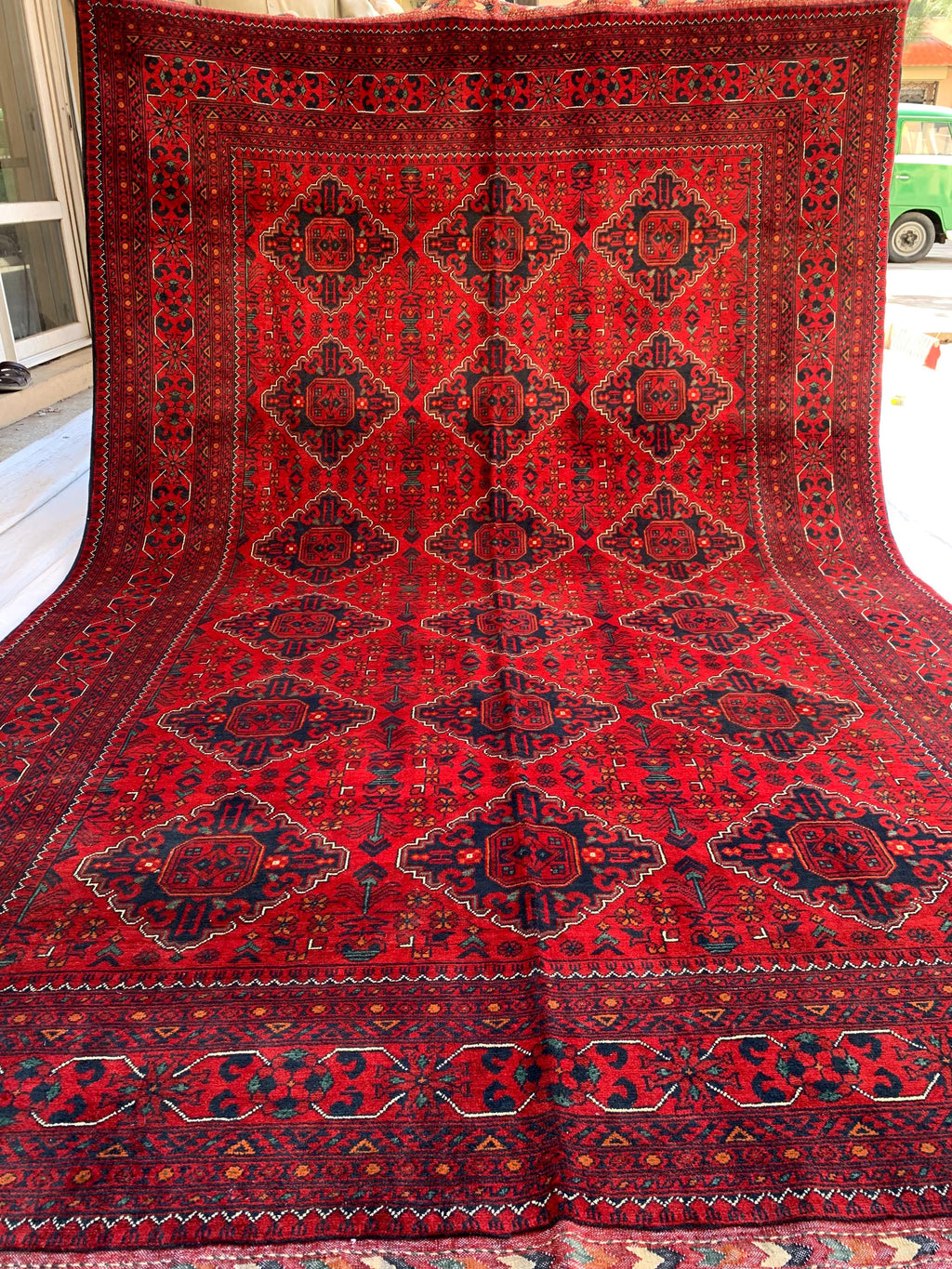 6x10 Handmade Khal Mohammadi Rug– Persian Tribal Carpet, Afghan Wool Rug, Traditional Red and Black Design, Boho Chic Floor Decor 9.8x6.5 ft